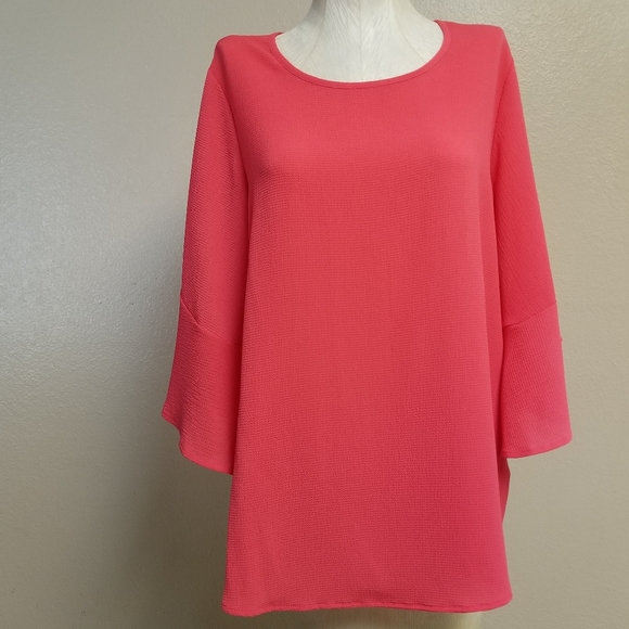 Pleione Bell Sleeve Pebble Crepe Blouse - Picture 2 of 8